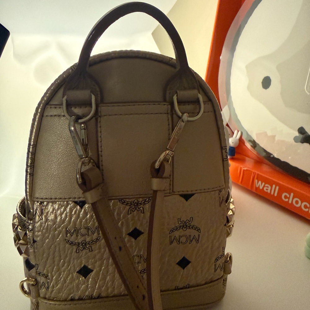 MCM Metallic Gold Backpack - Mini Bebe Boo - Picture 2 of 4
